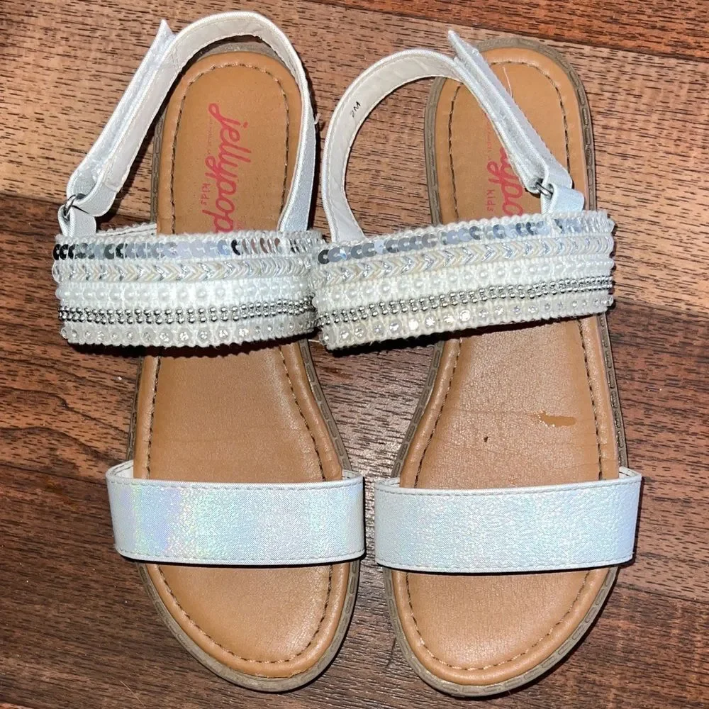 Jellypop Cream and Tan Beaded Sandals